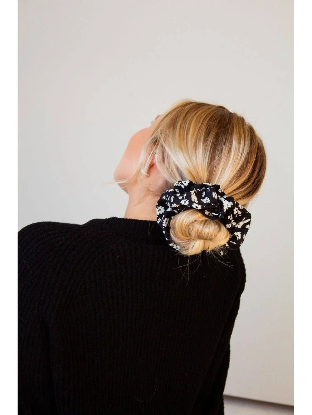 Andi Onyx Black & White Floral Jumbo Scrunchie